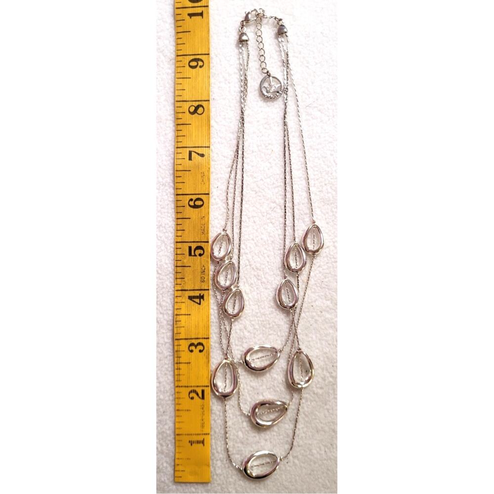 Vtg Crown Trifari Station Necklace Silver Tone Multistrand Metal Circles - Picture 2 of 4